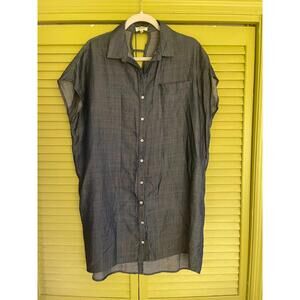 Umgee Blue Button Front Shirt Dress - Size S (Measures like XL) - Super Sassy